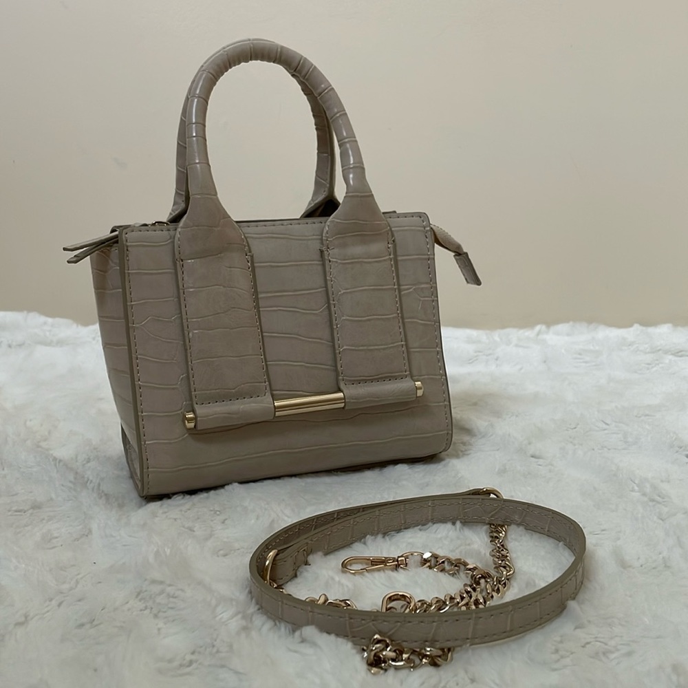 ZARA TAUPE FAUX CROC CONVERTIBLE CROSSBODY